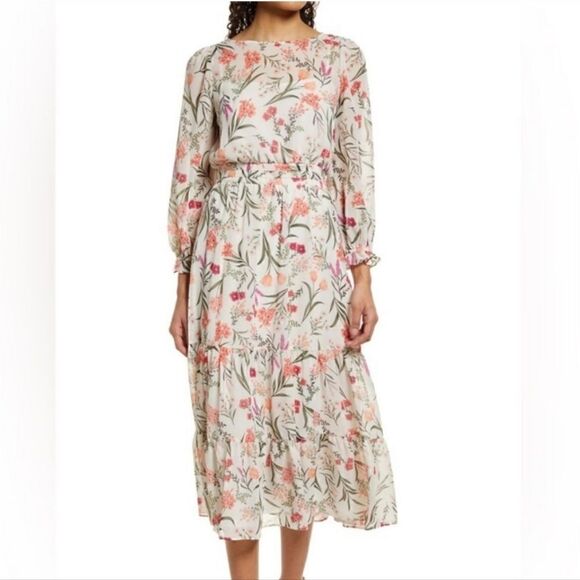 Eliza J Floral Long Sleeve Midi Dress - Picture 1 of 7